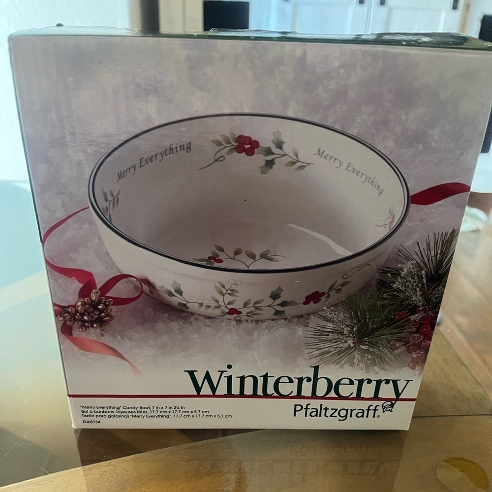 Pfaltzgraff Winterberry Holiday Bowl with Red and Green Accents